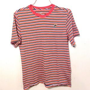 Nike Striped T-Shirt Tee (Size M Medium) Yellow Red Blue White “The Nike Tee”.